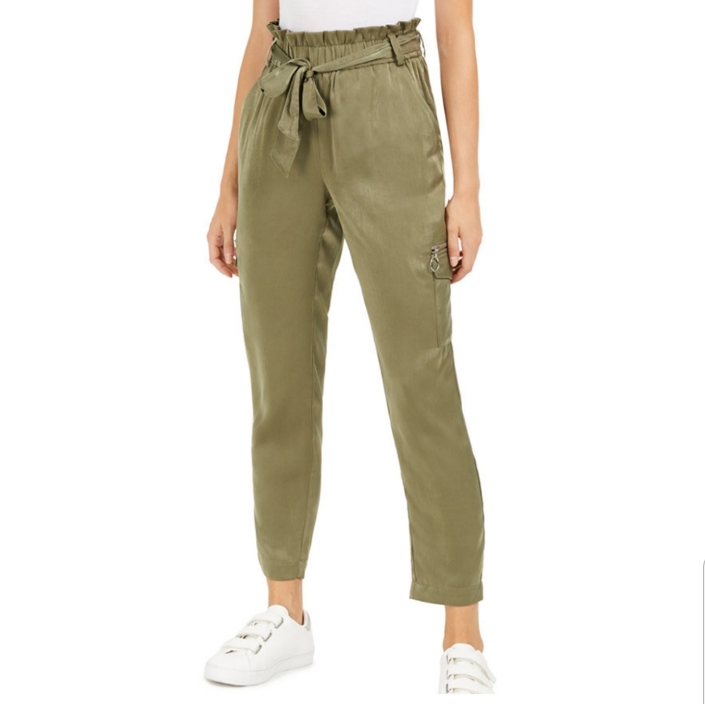 Bar III Pants Pull-on Green Large Elastic Waist